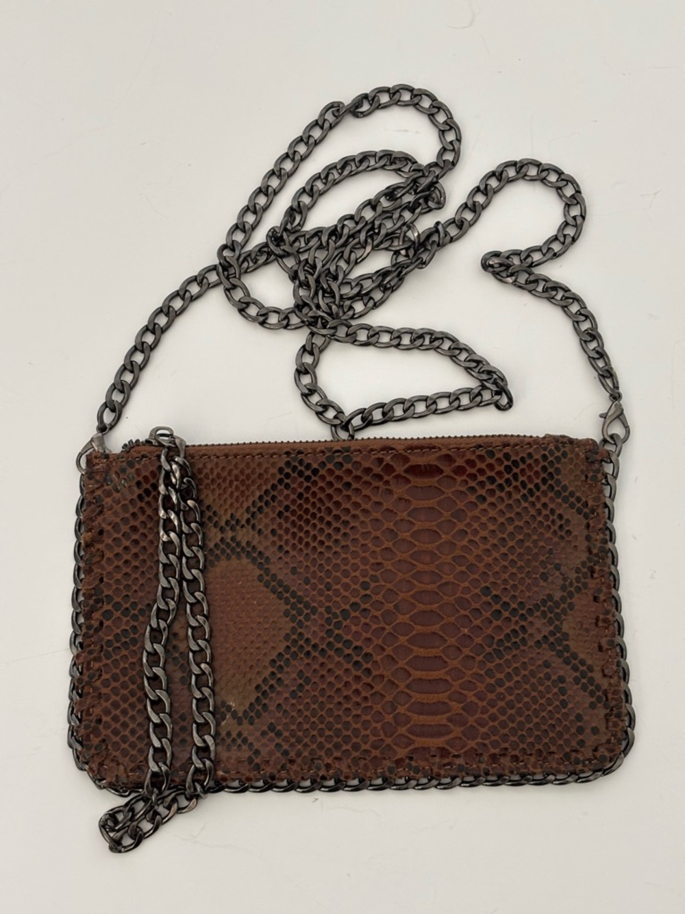Ramona LaRue by Arianne Crossbody Snakeskin Pattern Chain Strap Bag